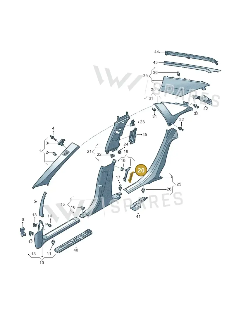 4N0868148B6PS — Audi A8 (2017-2025) diagram 838867650, position 20