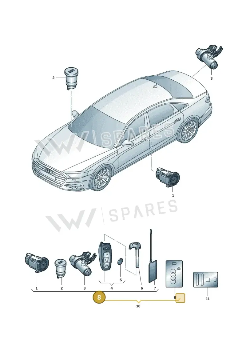 4N0898374AKAIF — Audi A8 (2017-2025) diagram 838837012, position 8