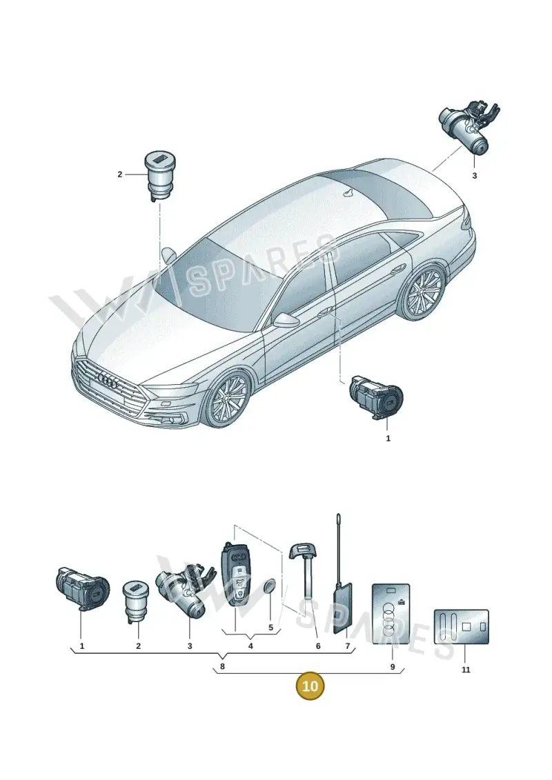 4N0898374ARAIF — Audi A8 (2017-2025) diagram 838837012, position 10