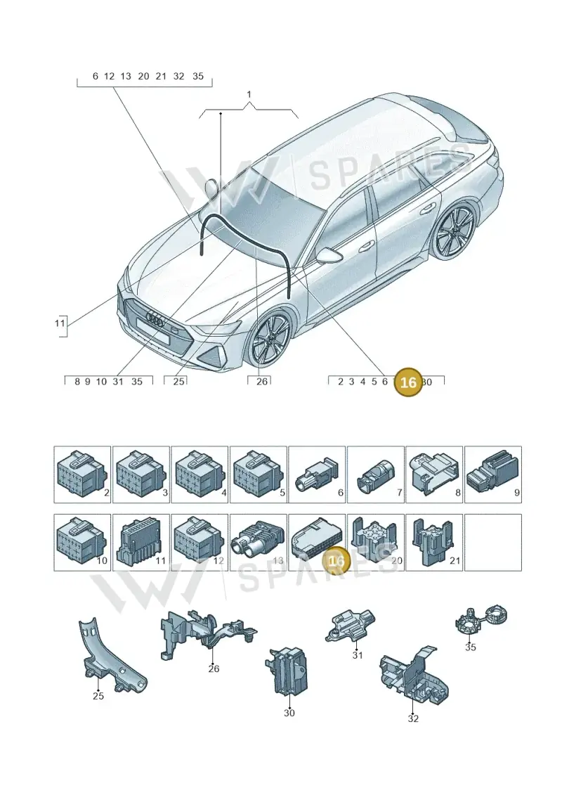 4N0937501 — Audi RS6 Avant (2019-2025) diagram 537971900, position 16