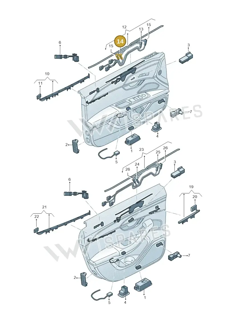 4N0947355B — Audi A8 (2017-2025) diagram 838947140, position 14