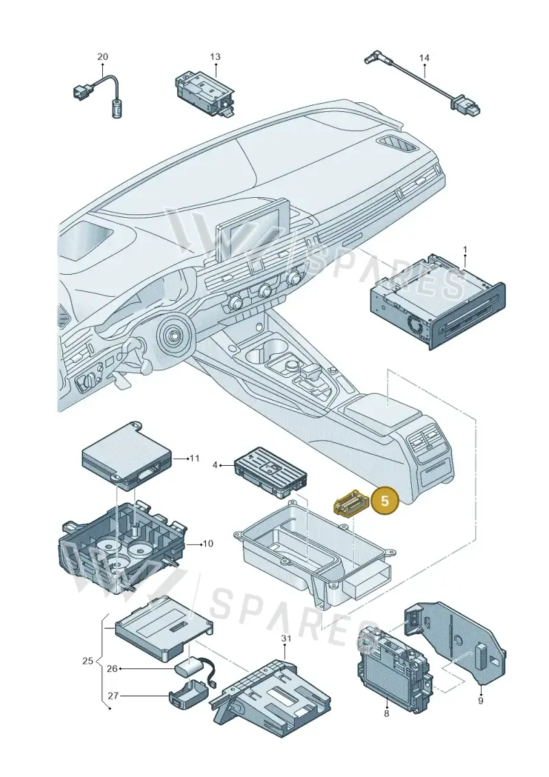 4N0959428C — Audi A5 Cabriolet (2016-2025) diagram 848035055, position 5