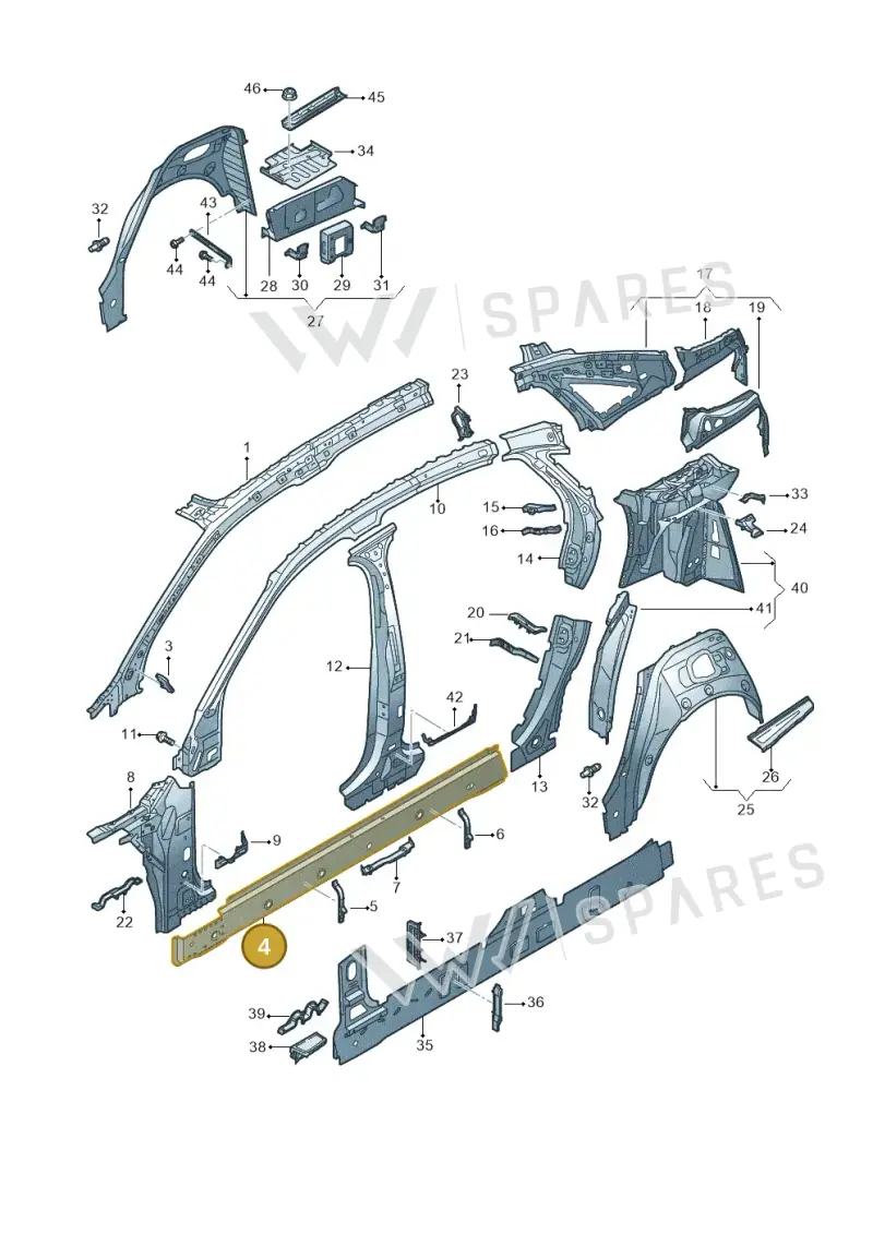 4N4809242TA — Audi A8 (2017-2025) diagram 838809000, position 4
