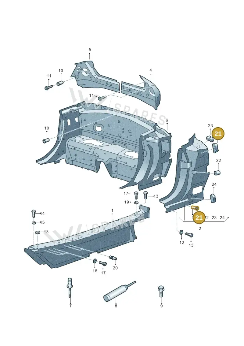 4S0809127K — Audi R8 Spyder (2015-2024) diagram 872800900, position 21