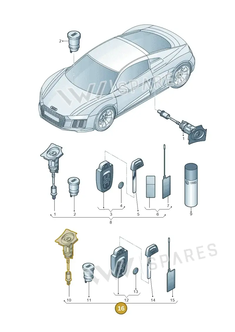 4S0898374TAIF — Audi R8 Spyder (2015-2024) diagram 872837100, position 16
