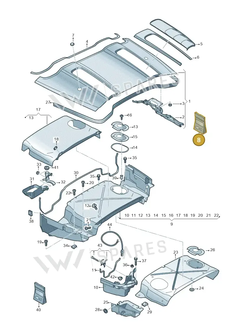 4S0898940B — Audi R8 Spyder (2015-2024) diagram 872825700, position 8