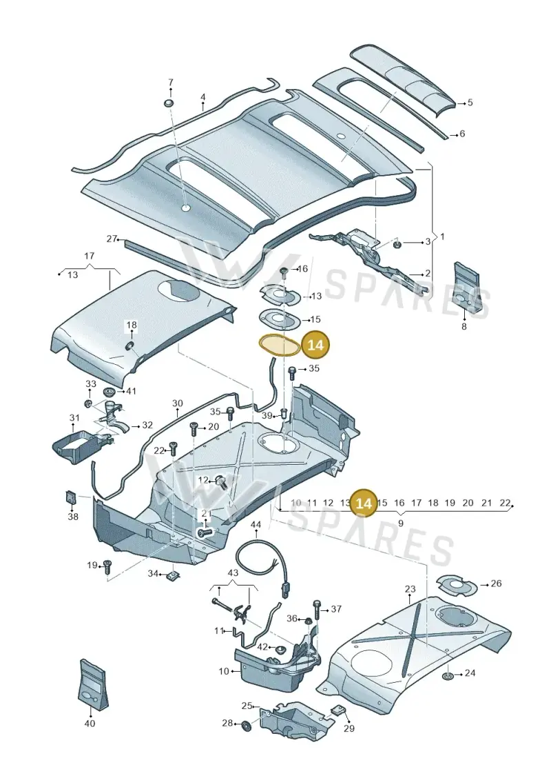 4S7825134B — Audi R8 Spyder (2015-2024) diagram 872825700, position 14