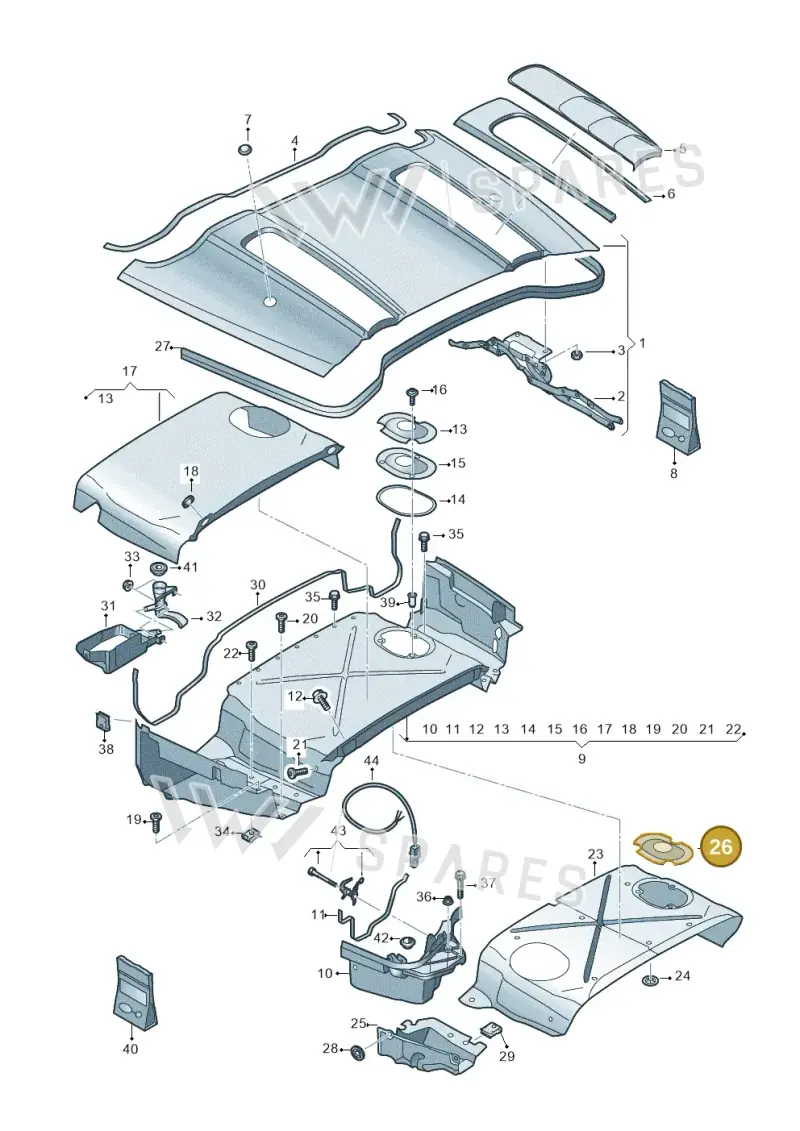 4S7825437A — Audi R8 Spyder (2015-2024) diagram 872825700, position 26