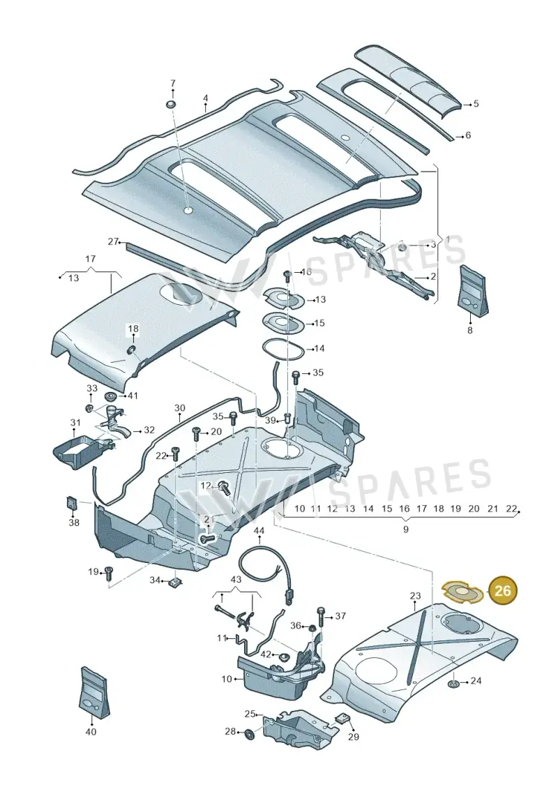 4S7825437F — Audi R8 Spyder (2015-2024) diagram 872825700, position 26