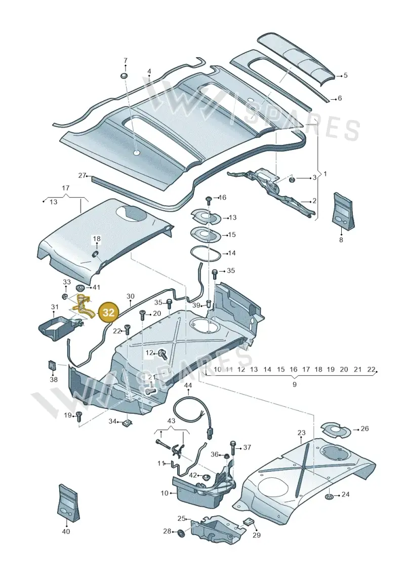 4S7825597A — Audi R8 Spyder (2015-2024) diagram 872825700, position 32