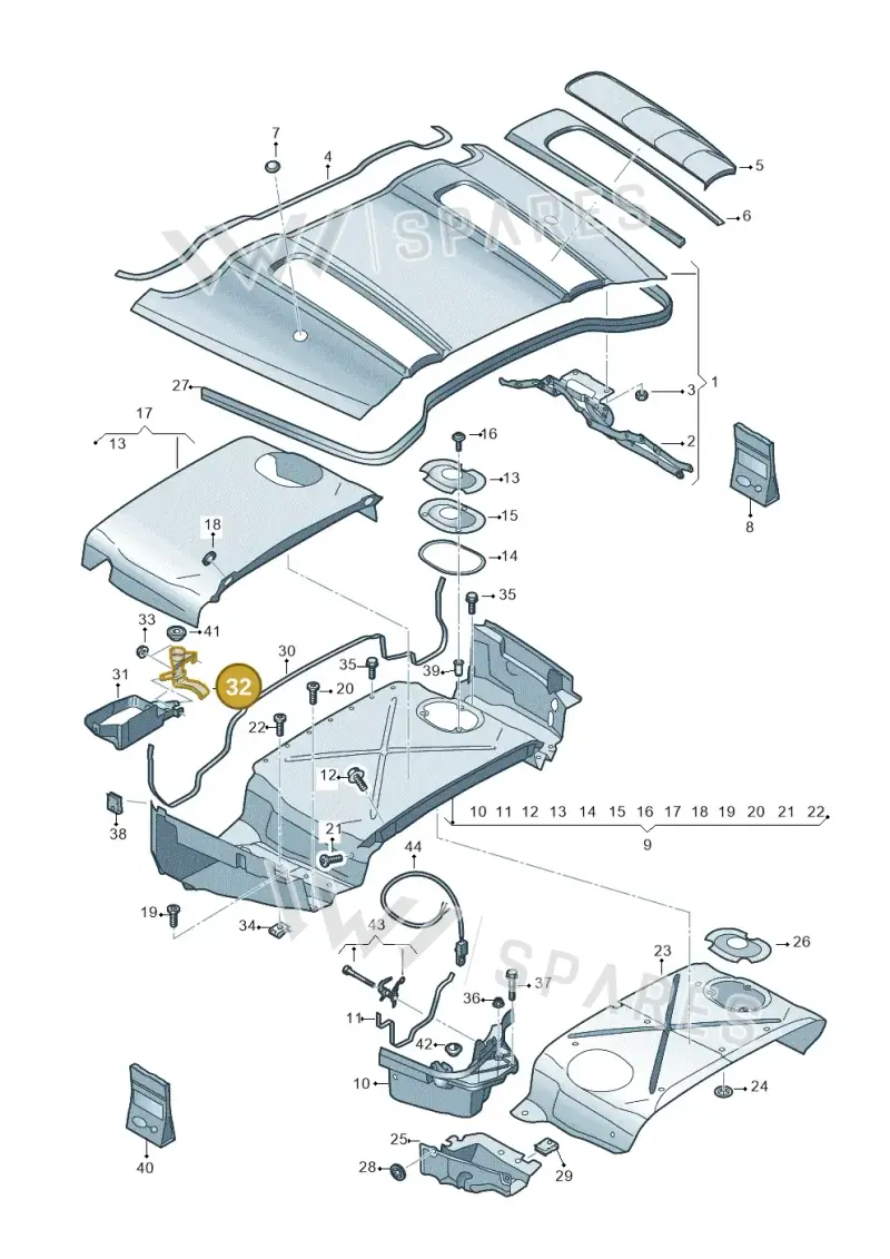 4S7825598A — Audi R8 Spyder (2015-2024) diagram 872825700, position 32