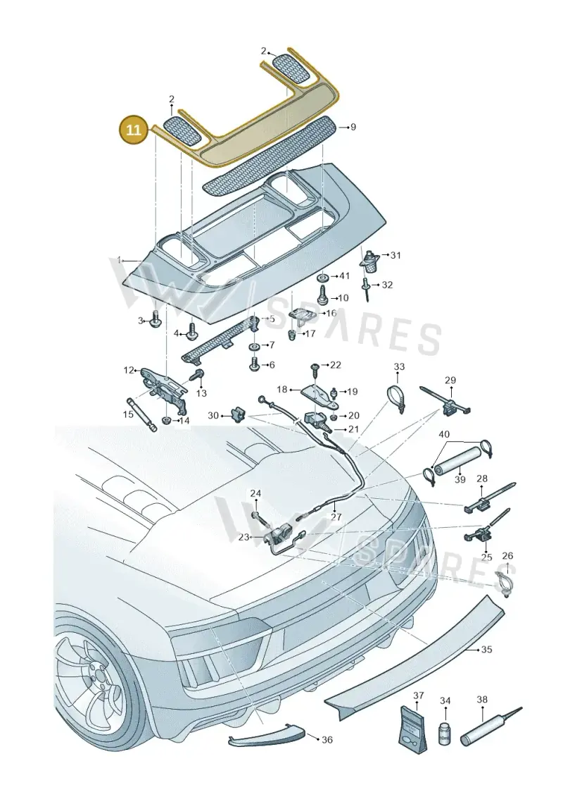 4S7827751A — Audi R8 Spyder (2015-2024) diagram 872827100, position 11