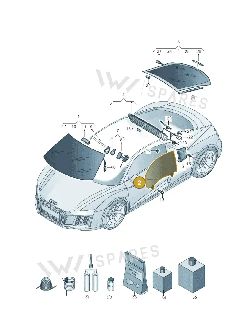 4S8845201A — Audi R8 Spyder (2015-2024) diagram 872845000, position 2