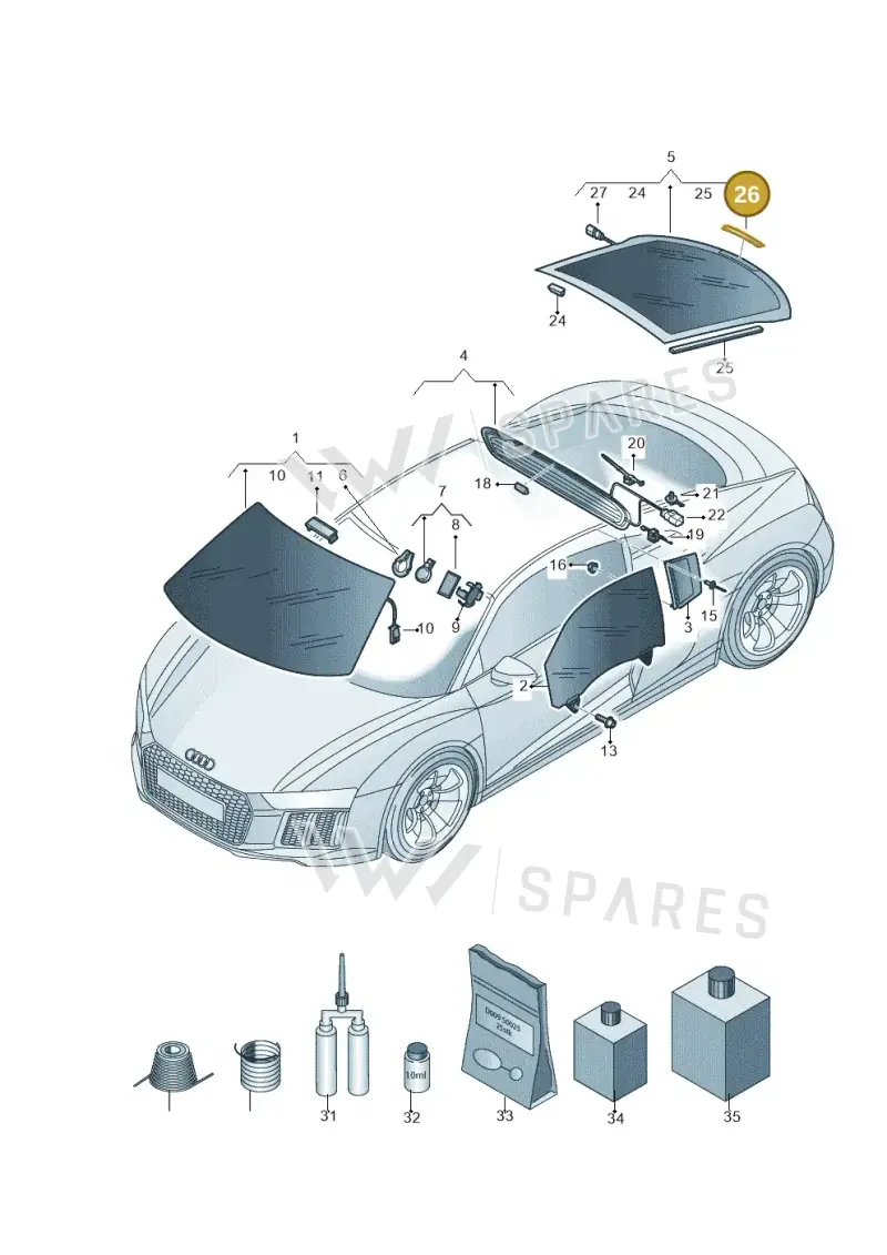 4S8853682A — Audi R8 Spyder (2015-2024) diagram 872845000, position 26