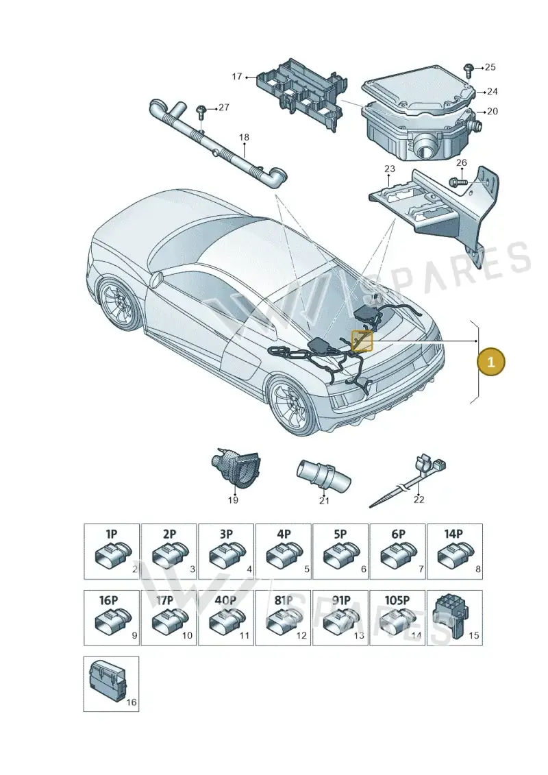 4S8971713A — Audi R8 Spyder (2015-2024) diagram 872971510, position 1