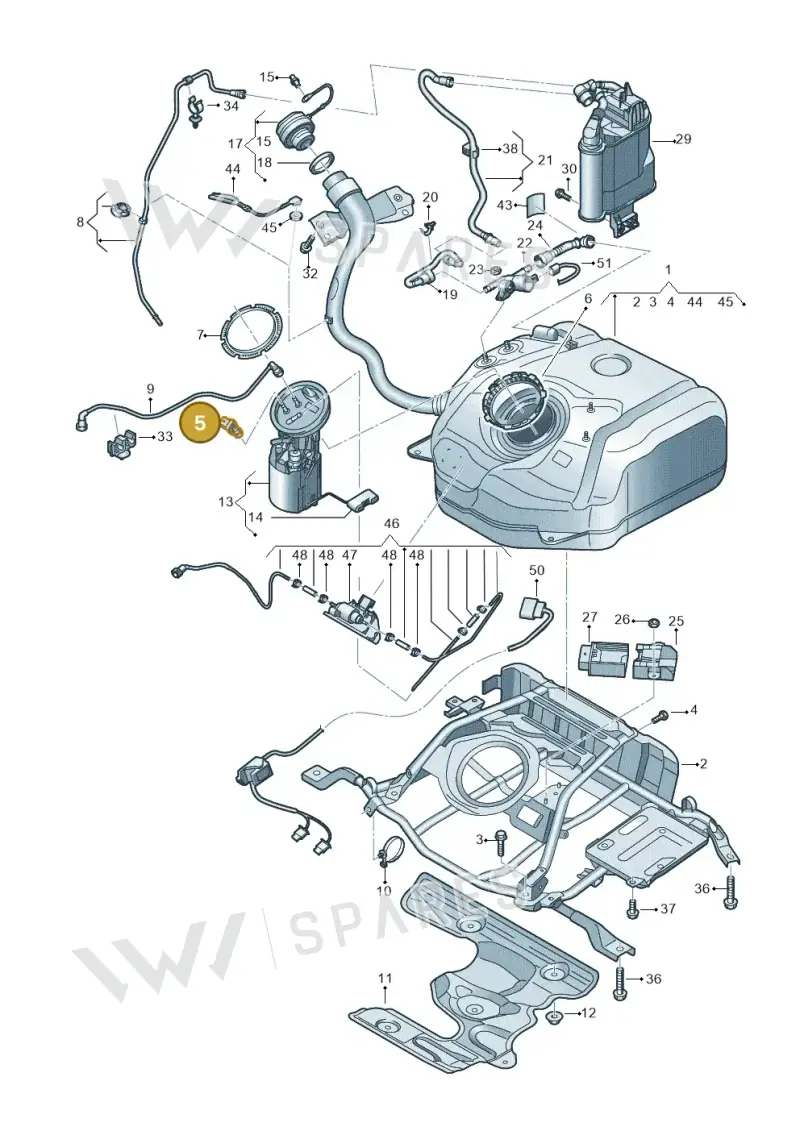 5C0201733 — Audi A3 Sportback (2019-2021) diagram 596201040, position 5