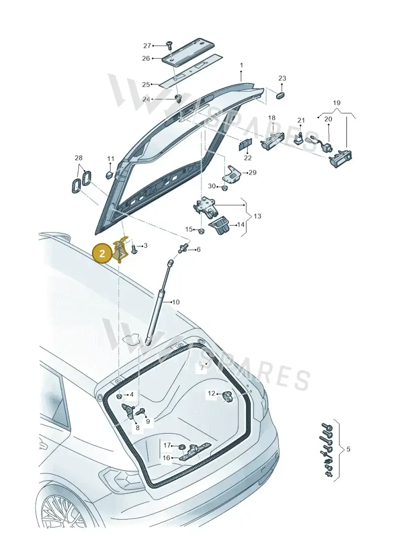 5F0827301 — Audi A1 sportback 1.0 (2018-) diagram 592827000, position 2