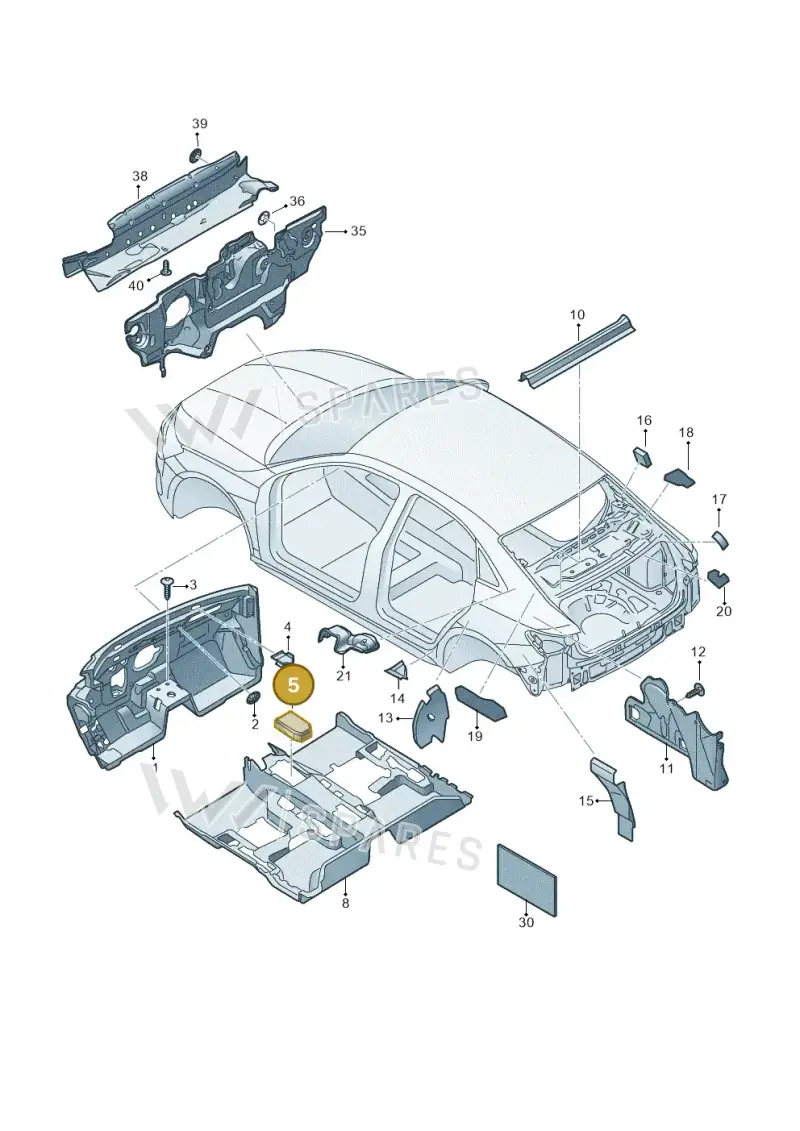 5H0864220D — Audi A3 Sportback (2019-2021) diagram 596863200, position 5