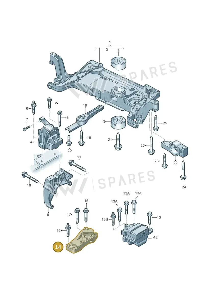 5N0199117B — Audi Q3 quattro (2011-2015) diagram 728199050, position 14