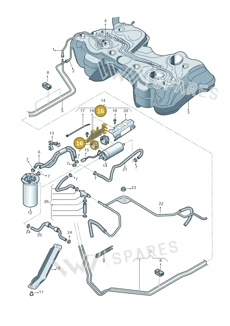 5N0906221 — Audi TTS Coupe 2.0 (2010-2014) diagram 609201400, position 16