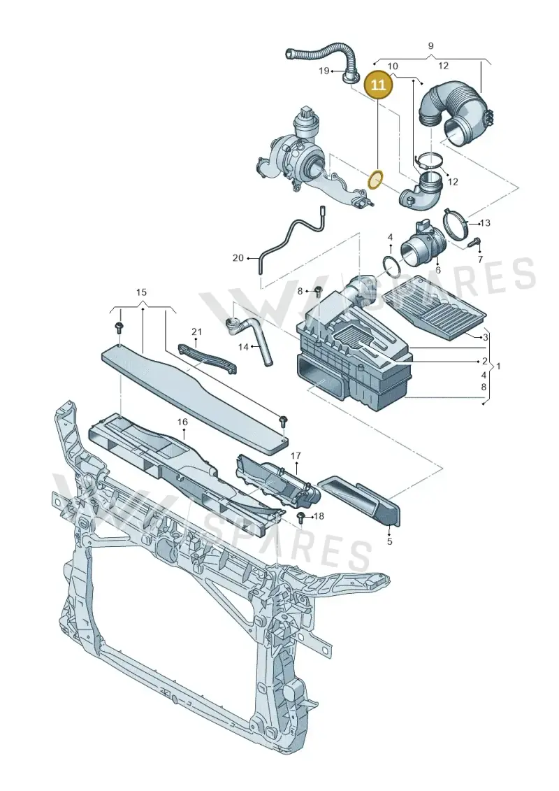 5Q0129646A — Audi A3 Sportback (2019-2021) diagram 596133590, position 11