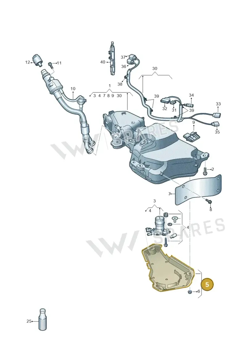 5Q0131331B — Audi A3 Sportback (2019-2021) diagram 596201420, position 5