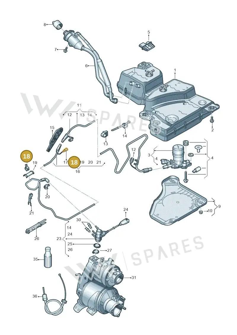 5Q0131645 — Audi Q3 quattro (2018-2019) diagram 884253560, position 18