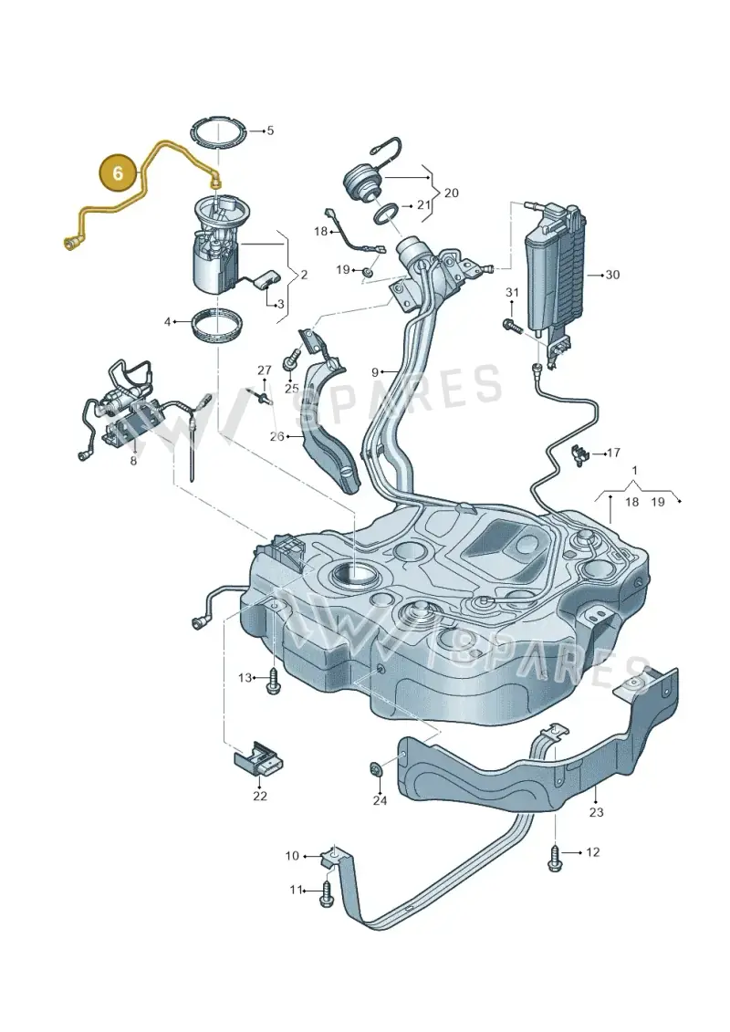 5Q0201293B — Audi TTS Coupe 2.0 (2014-2023) diagram 596201010, position 6