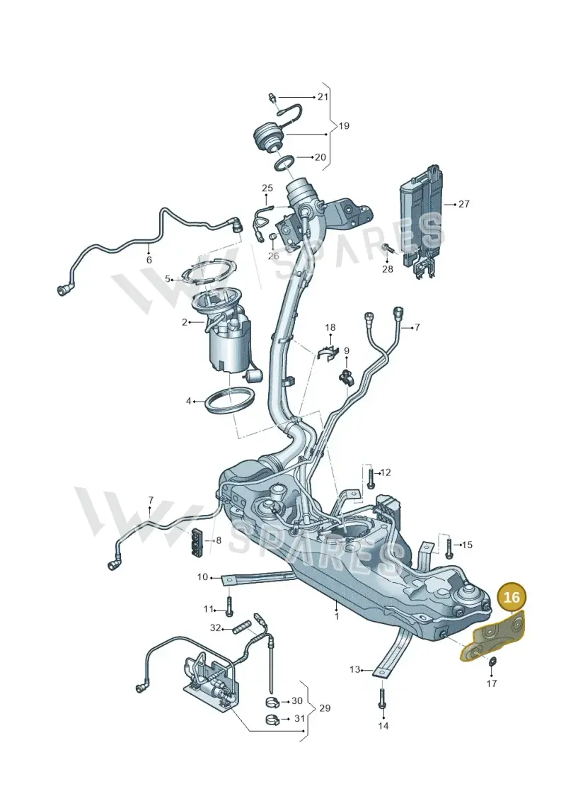 5Q0201307AC — Audi A3 Sportback (2016-2020) diagram 890201033, position 16