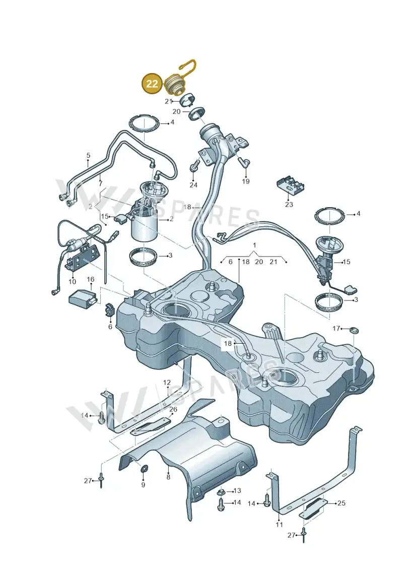 5Q0201550AM — Audi A3 Cabrio (2016-2020) diagram 891201250, position 22