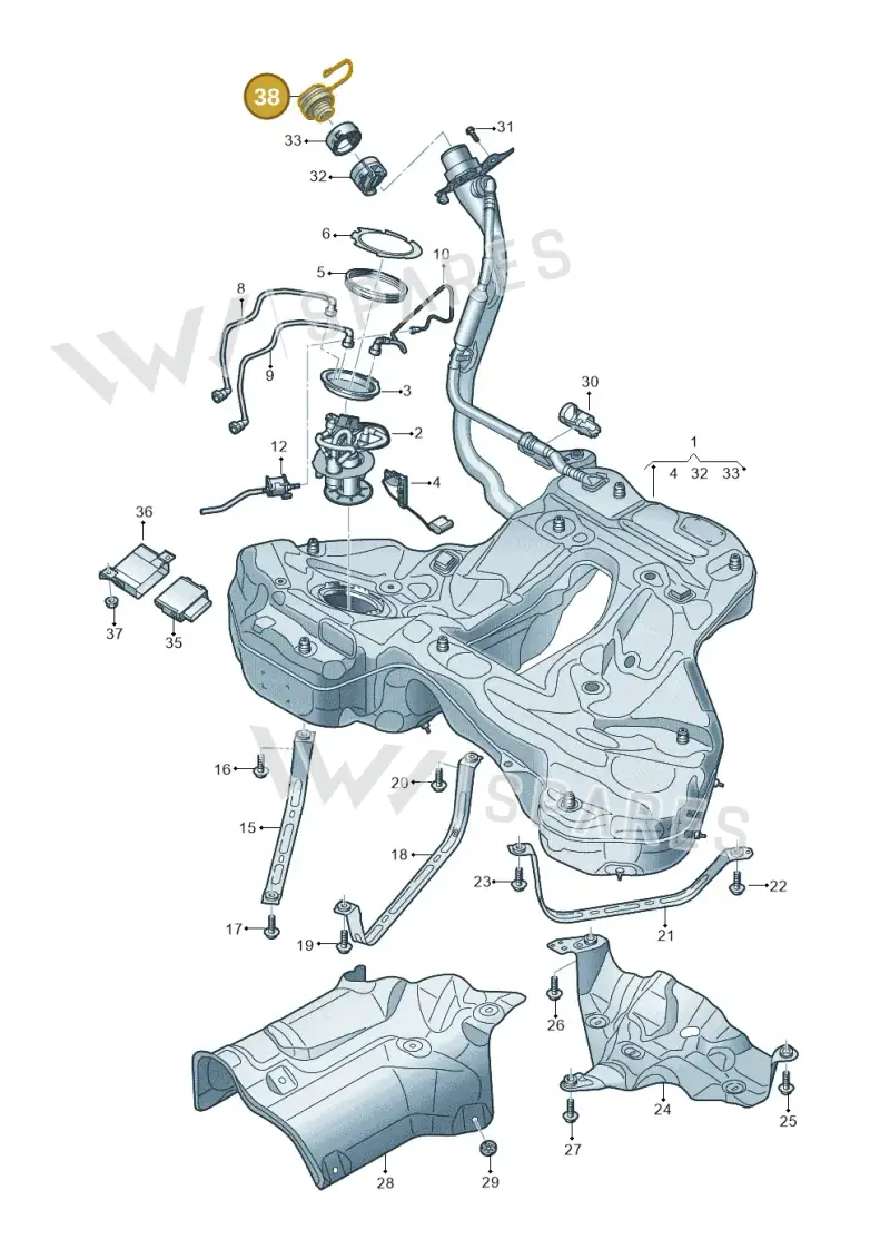 5Q0201550P — Audi A6 2.0 (2018-) diagram 430201050, position 38
