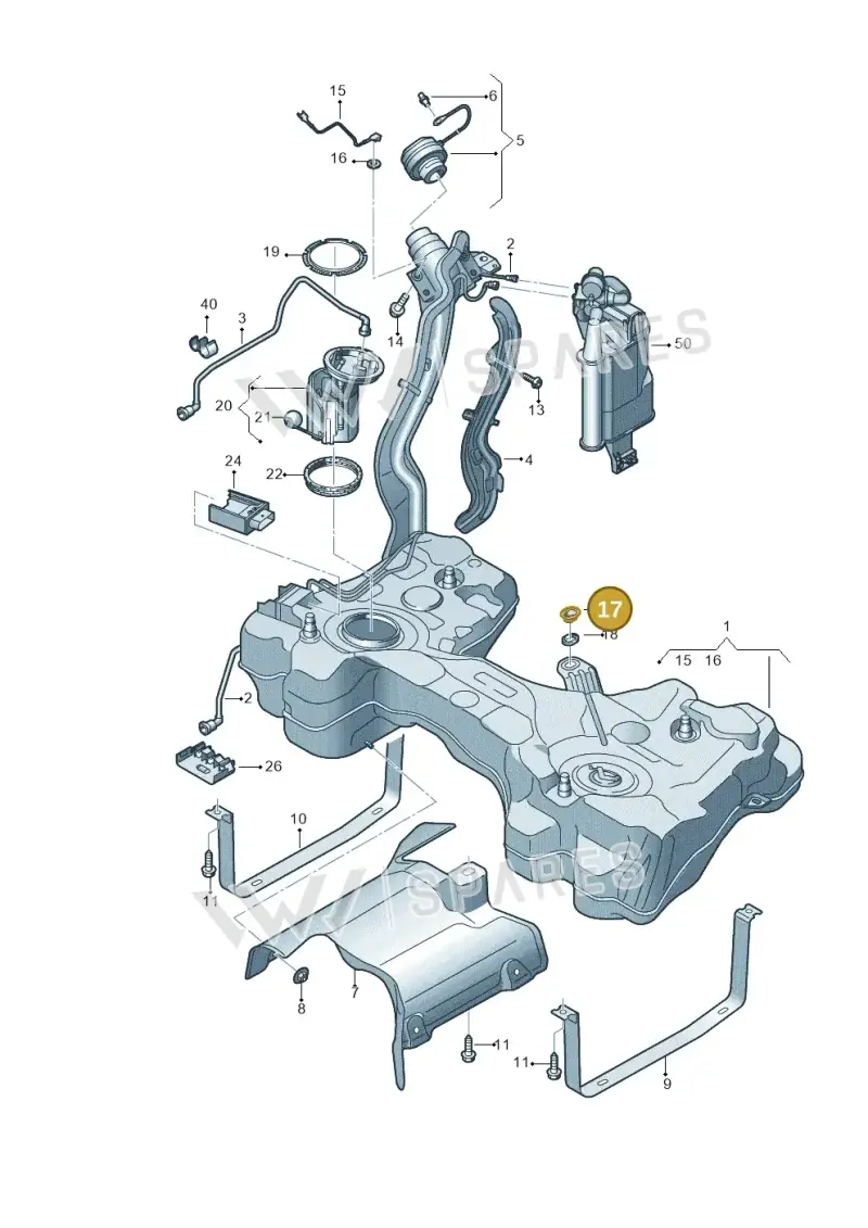 5Q0201693 — Audi A3 Sportback (2019-2021) diagram 596201170, position 17