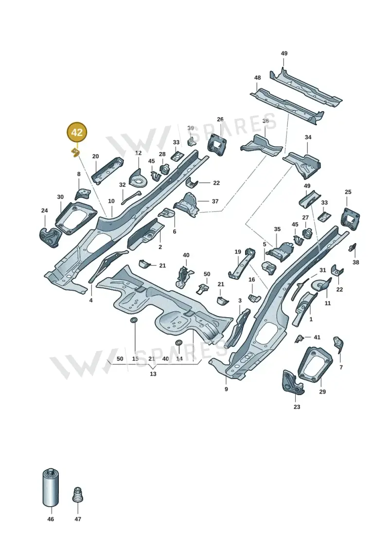 5Q0611794D — Audi A3 Sportback (2019-2021) diagram 596803015, position 42