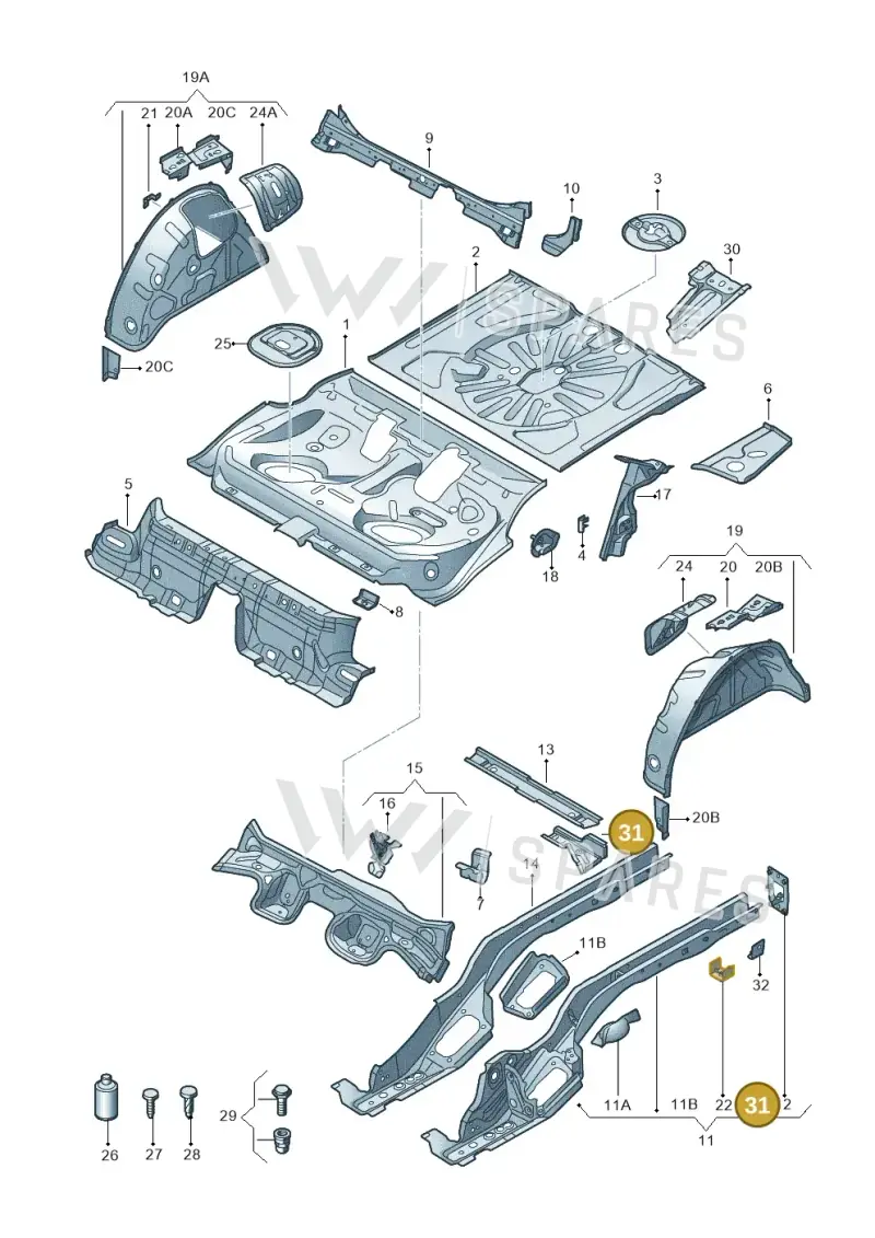 5Q0803065D — Audi A3 Sportback (2016-2020) diagram 745803150, position 31