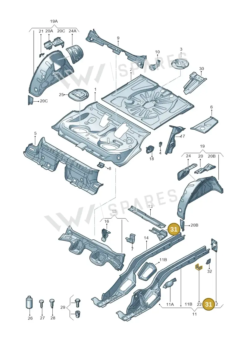 5Q0803096 — Audi A3 Sportback (2016-2020) diagram 745803150, position 31