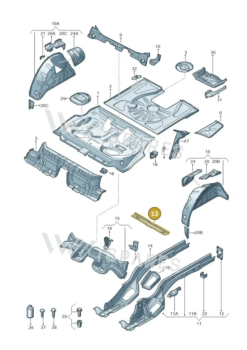 5Q0803347A — Audi RS3 Limousine (2017-2020) diagram 858803100, position 13