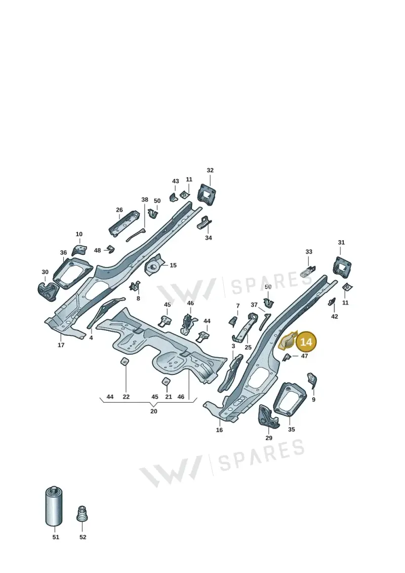 5Q0803457B — Audi A3 Sportback (2019-2021) diagram 596803016, position 14