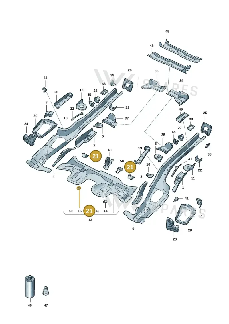 5Q0803781A — Audi A3 Sportback (2019-2021) diagram 596803015, position 21