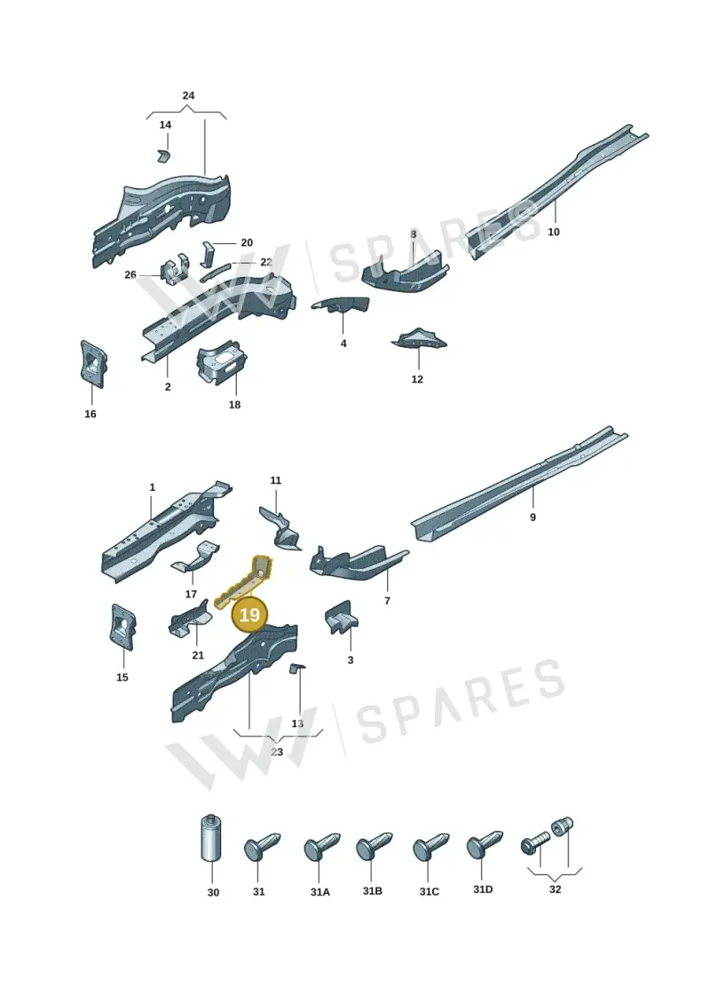5Q0803871 — Audi A3 (2020-) diagram 8yx803000, position 19