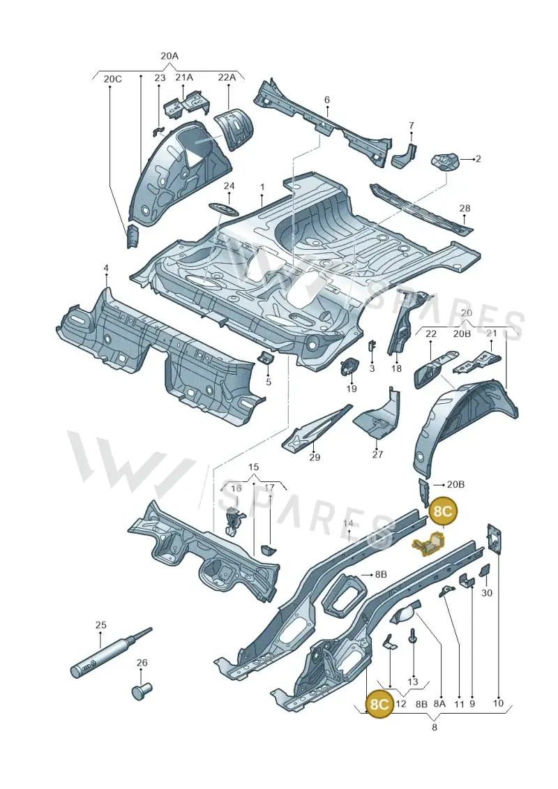 5Q0804795 — Audi A3 Sportback (2016-2020) diagram 745803100, position 8C