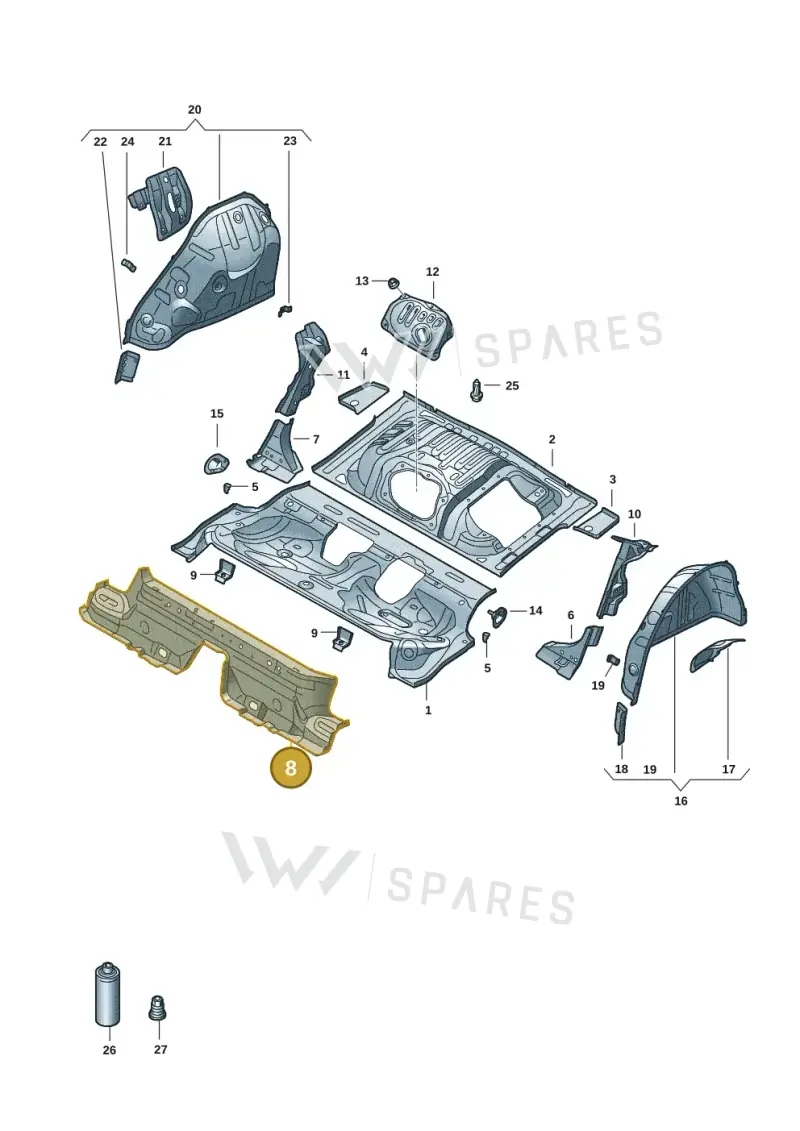 5Q0813385 — Audi A3 Sportback (2019-2021) diagram 596803053, position 8