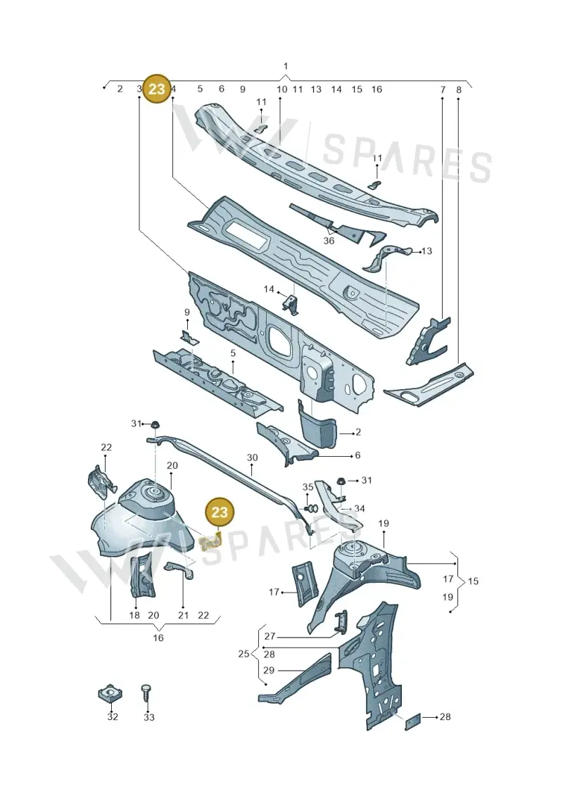 5Q0823402B — Audi A3 Sportback (2019-2021) diagram 596805500, position 23