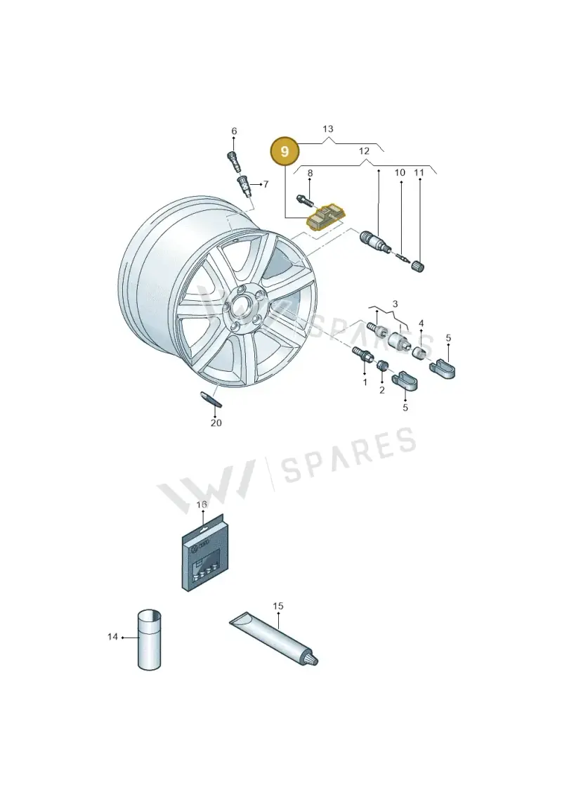 5Q0907275F — Audi A6 2.0 (2018-) diagram 838601200, position 9
