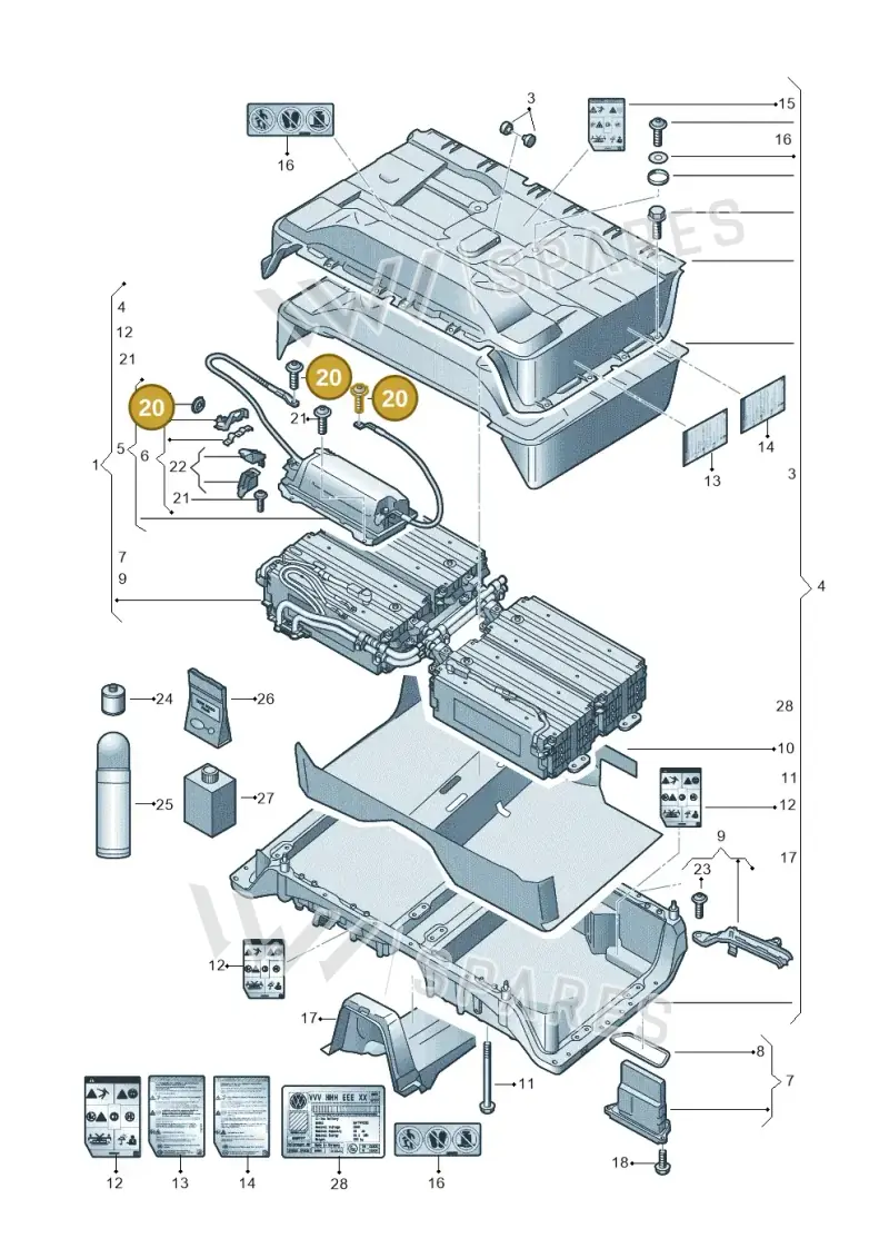 5Q0998215A — Audi A3 Sportback (2016-2020) diagram 746915500, position 20