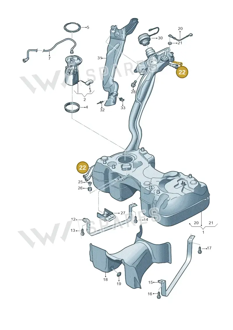 5QF201160M — Audi Q3 quattro (2018-2019) diagram 597201110, position 22