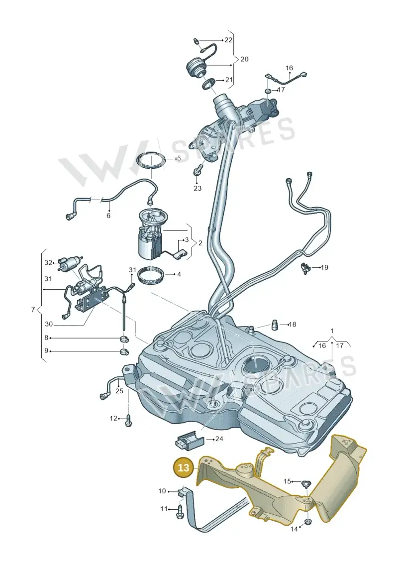 5QF201307D — Audi Q3 quattro (2018-2019) diagram 597201000, position 13