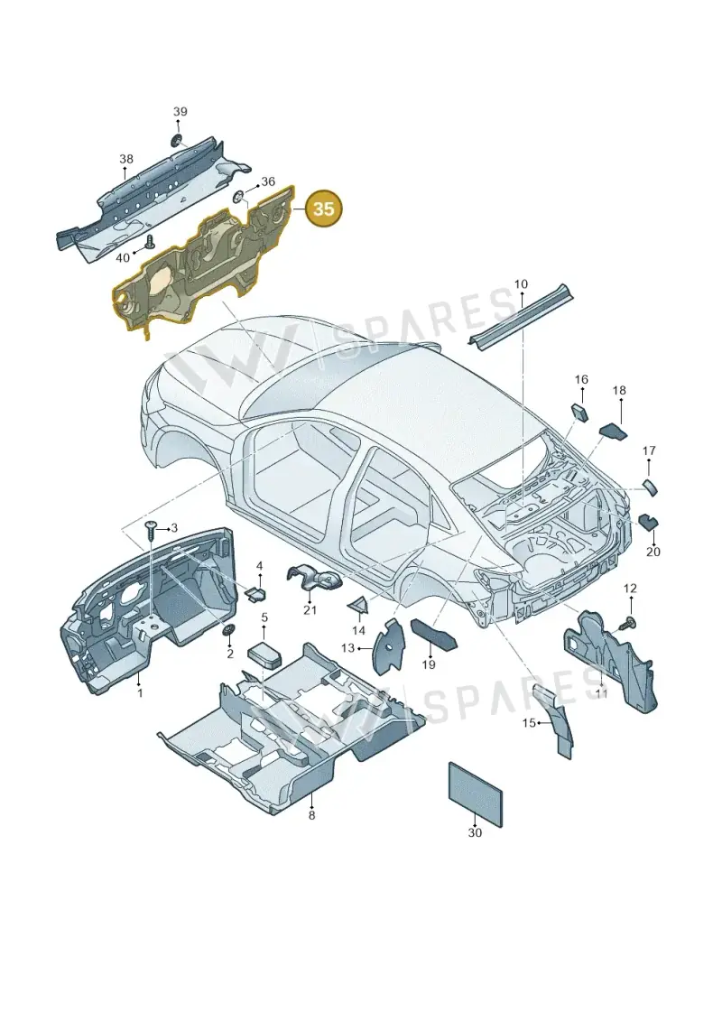 5QS863354 — Audi A3 Sportback (2019-2021) diagram 596863200, position 35
