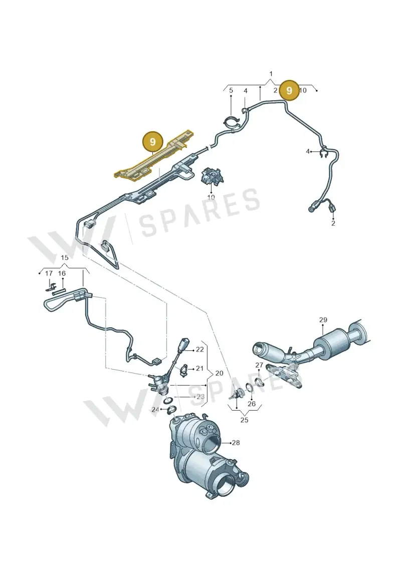 5WA131327A — Audi A3 Sportback (2019-2021) diagram 596201530, position 9