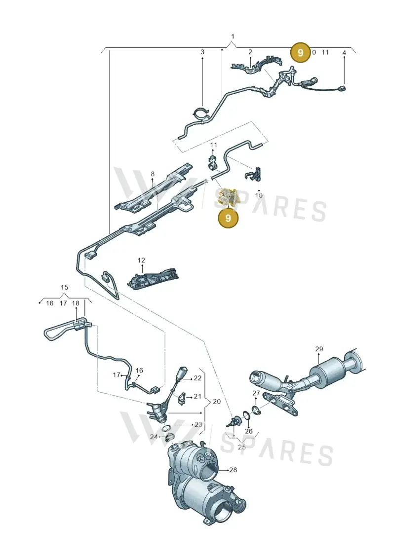 5WA131327B — Audi A3 Sportback (2019-2021) diagram 596201540, position 9