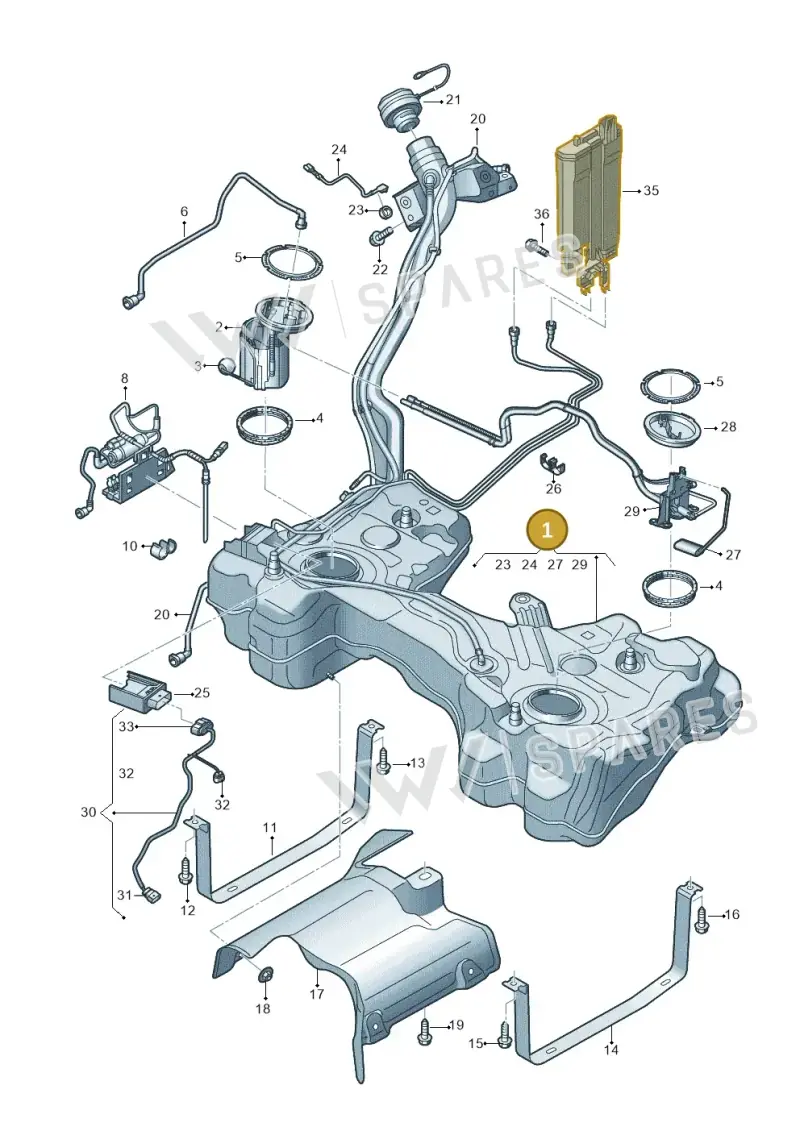 5WA201055F — Audi Q2 2.0 TDI (2016-2018) diagram 596201100, position 1